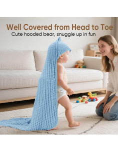 Toalla de baño para bebé MIGIOL 100% algodón muselina 81x81cm 2