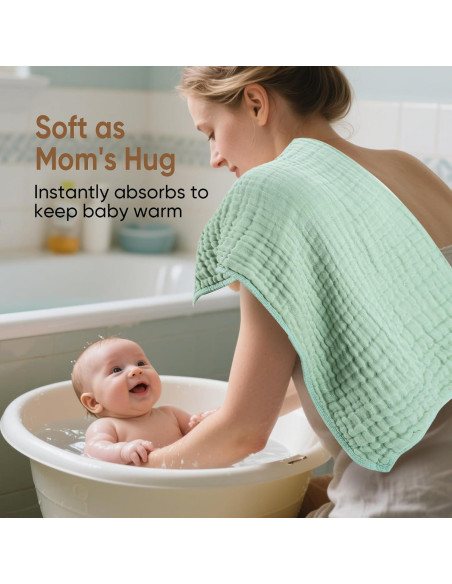 Toalla de baño para bebé MIGIOL 100% algodón muselina 81x81cm