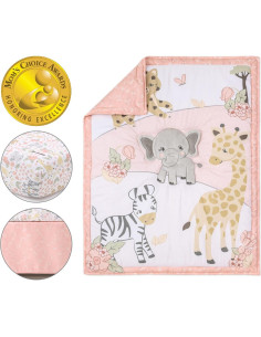 Conjunto de Cuna 3 Piezas The Peanutshell Safari Rosa 2