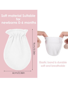 8 Pares de Manoplas para Bebés Recién Nacidos Algodón 0-6 Meses 2