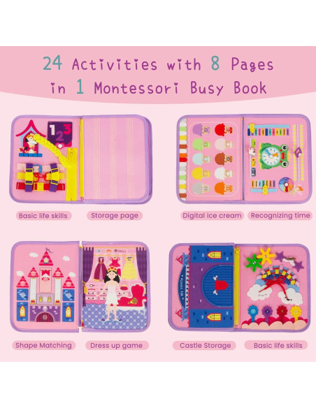 Tablero Ocupado Montessori Juguete Educativo 8 Páginas Morado Tablero Ocupado Montessori Juguete Educativo 8 Páginas Morado