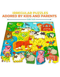 Rompecabezas de Madera QUOKKA Granja 28 Piezas 3-8 Años 2