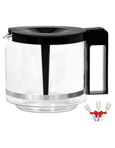 Jarra de Café de Vidrio Bxmgr 1.25L con Tapa Negra y Anillo de Metal