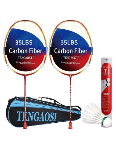 Set de Raquetas de Bádminton TENGAOSI 9900 Fibra de Carbono