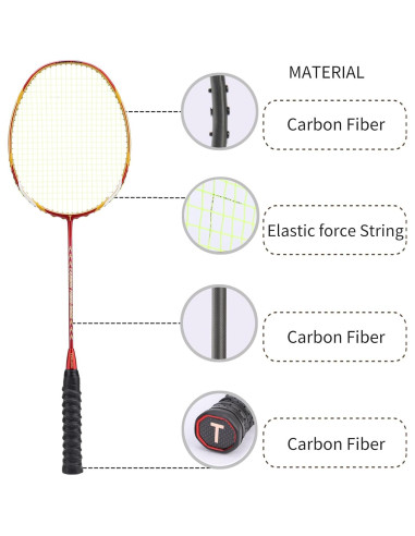 Set de Raquetas de Bádminton TENGAOSI 9900 Fibra de Carbono