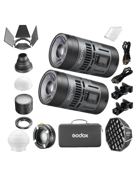 Kit de 2 Luces LED RGB Godox RS60R con 14 Efectos y Control DMX Kit de 2 Luces LED RGB Godox RS60R con 14 Efectos y Control DMX