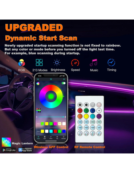 Luces LED Acrílicas Jushope para Coche - 10 en 1 RGB