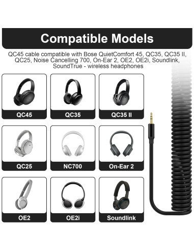 Cable de audio enrollado Gneinour 1.2m-4.8m 3.5mm a 2.5mm