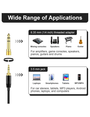 Cable de audio enrollado Gneinour 1.2m-4.8m 3.5mm a 2.5mm