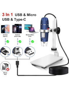 Microscopio Digital USB HD 2MP Jiusion 40-1000X con LEDs 2