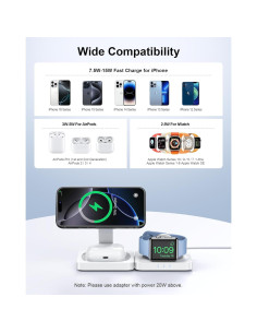 Estación de Carga Inalámbrica 3 en 1 ADADPU Magnética 15W 2