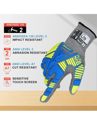 Guantes de Trabajo Cortantes GRALOKY A7 TPR Unisex Mediano