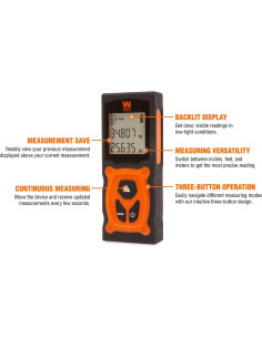 Medidor de Distancia Láser WEN 10130 Digital 39.62m LED 2
