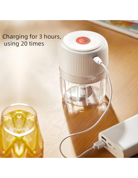 Picador de Ajo Eléctrico 3JINSERDON 250ml Blanco USB