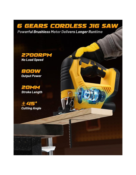 Sierra de calar inalámbrica Securitoday 20V, motor sin escobillas