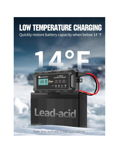 Cargador de Batería Inteligente ECO-WORTHY 10A 12V para Vehículos