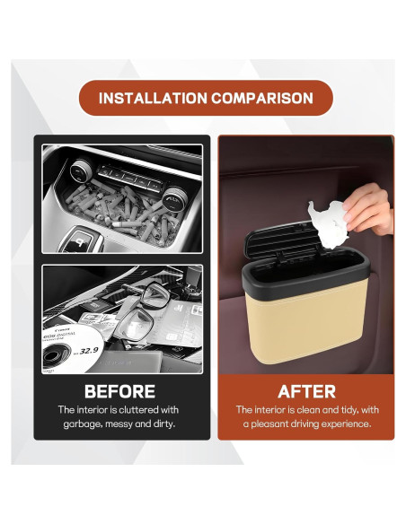 Basurero de coche Hbxdeco con tapa impermeable Beige 15.8x6.5x11.8cm