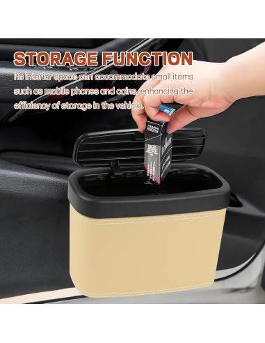 Basurero de coche Hbxdeco con tapa impermeable Beige 15.8x6.5x11.8cm