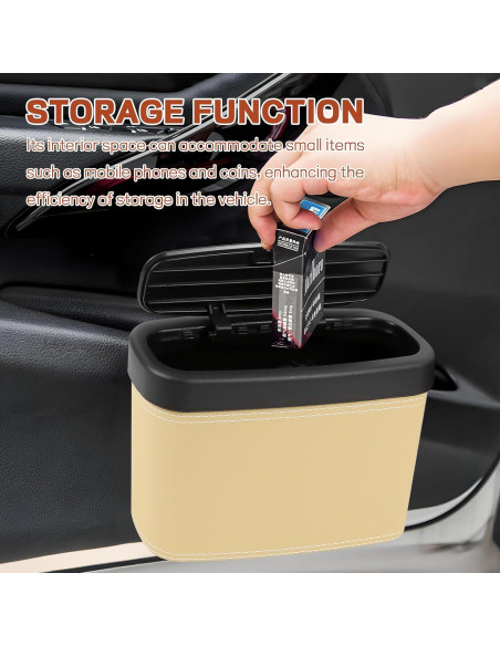 Basurero de coche Hbxdeco con tapa impermeable Beige 15.8x6.5x11.8cm