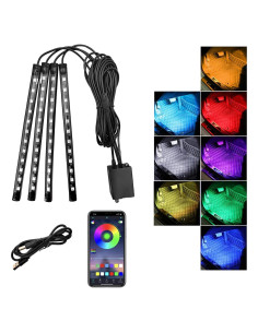 Luces LED de Interior para Auto Sylvil 48 LED RGB Control APP