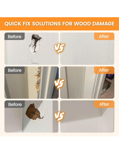 Kit de Reparación de Madera Aididan 16oz Masilla Pintable Blanca