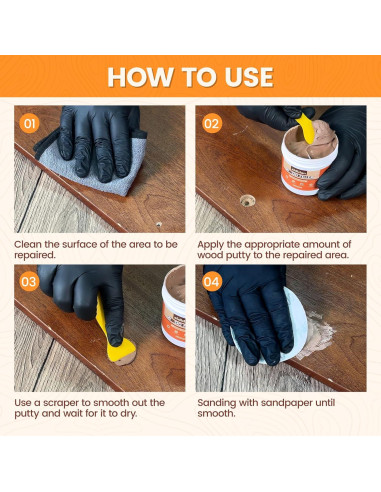 Kit de Reparación de Madera Aididan 16oz Masilla Pintable Blanca