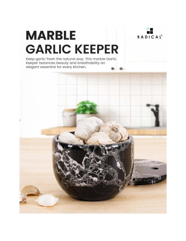Contenedor de Ajo de Mármol Radicaln 11.4 cm Negro