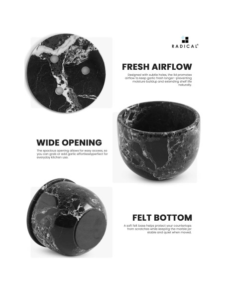 Contenedor de Ajo de Mármol Radicaln 11.4 cm Negro