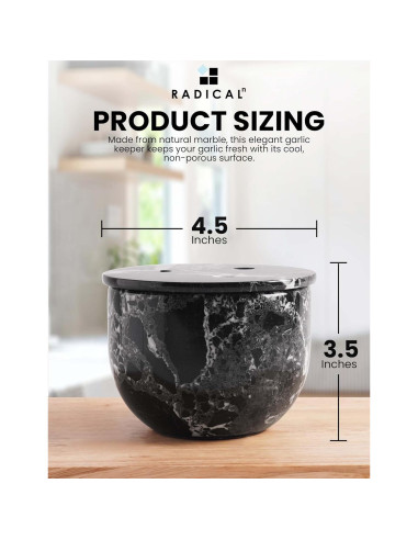 Contenedor de Ajo de Mármol Radicaln 11.4 cm Negro
