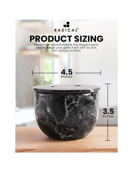 Contenedor de Ajo de Mármol Radicaln 11.4 cm Negro