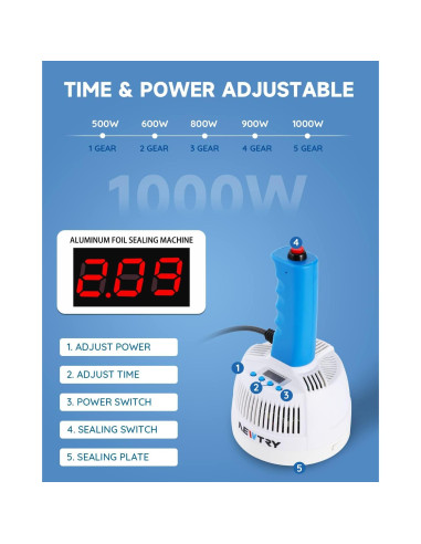 Sellador por Inducción NEWTRY 20-100mm 800W 220V Manual