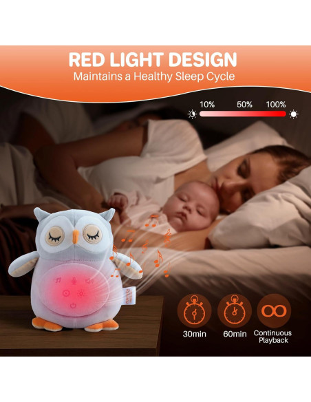 Máquina de Sonido para Bebés FUNYKICH Búho Recargable 12 Sonidos