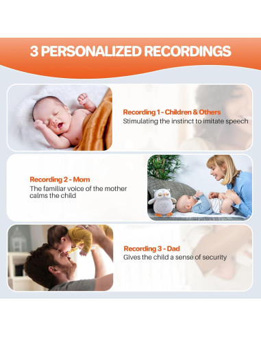 Máquina de Sonido para Bebés FUNYKICH Búho Recargable 12 Sonidos