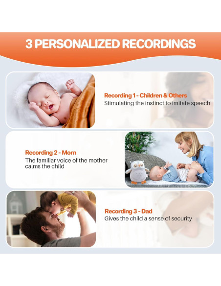 Máquina de Sonido para Bebés FUNYKICH Búho Recargable 12 Sonidos