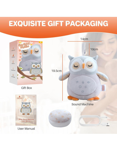 Máquina de Sonido para Bebés FUNYKICH Búho Recargable 12 Sonidos
