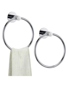 Anillo de Toalla Autoadhesivo UHEY HOME Plata Paquete de 2