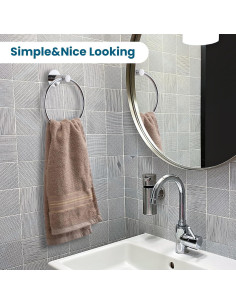 Anillo de Toalla Autoadhesivo UHEY HOME Plata Paquete de 2 2