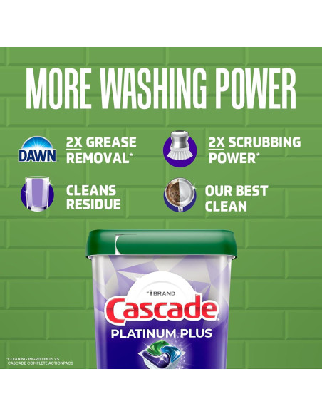 Cápsulas de Lavavajillas Cascade Platinum Plus, 62 Unidades