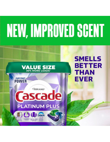 Cápsulas de Lavavajillas Cascade Platinum Plus, 62 Unidades