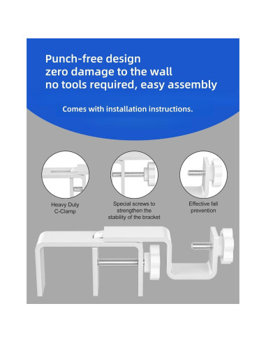 Soporte de Varilla de Cortina Montado por Fuera Onneka 1.3-5 cm Sin Taladro