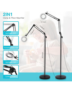 Lámpara de Piso con Aumento 10X ZABOUL, Luz LED, Ajustable 2