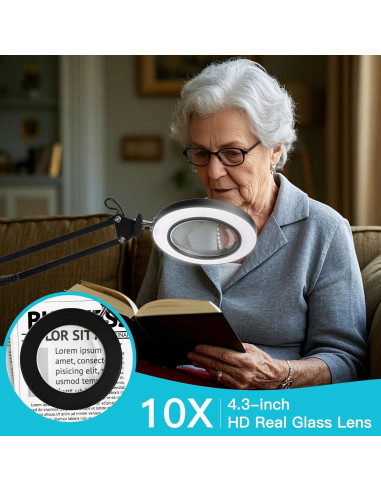 Lámpara de Piso con Aumento 10X ZABOUL, Luz LED, Ajustable