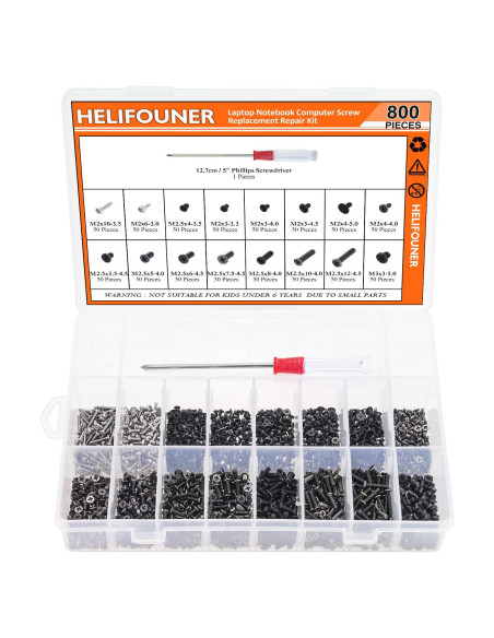 Kit de Tornillos de Reemplazo HELIFOUNER 800 Piezas para SSD y Electrónica