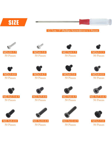 Kit de Tornillos de Reemplazo HELIFOUNER 800 Piezas para SSD y Electrónica