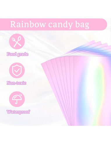 100 Bolsas de Celofán Iridiscentes con Cintas 15x10cm