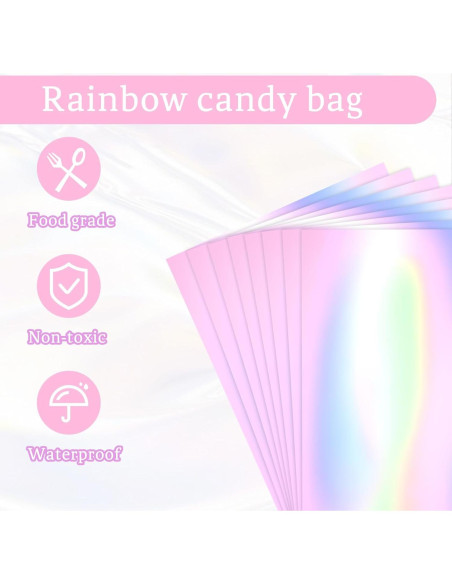 100 Bolsas de Celofán Iridiscentes con Cintas 15x10cm