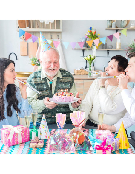 100 Bolsas de Celofán Iridiscentes con Cintas 15x10cm