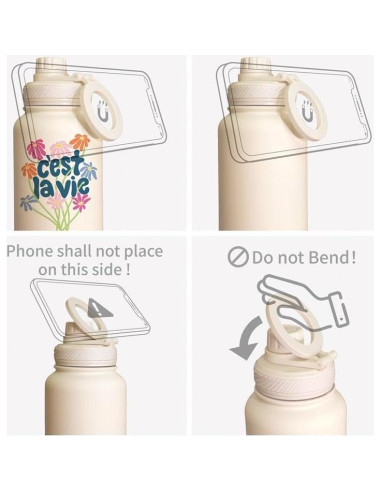 Botella de Agua ZTAR 0.95L Acero Inoxidable Aislada Rosa