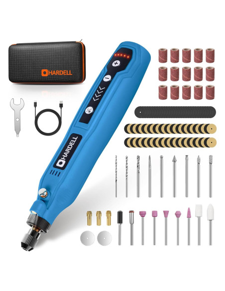 HARDELL Mini Herramienta Rotativa Inalámbrica 3.7V con 69 Accesorios