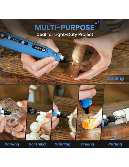 HARDELL Mini Herramienta Rotativa Inalámbrica 3.7V con 69 Accesorios
